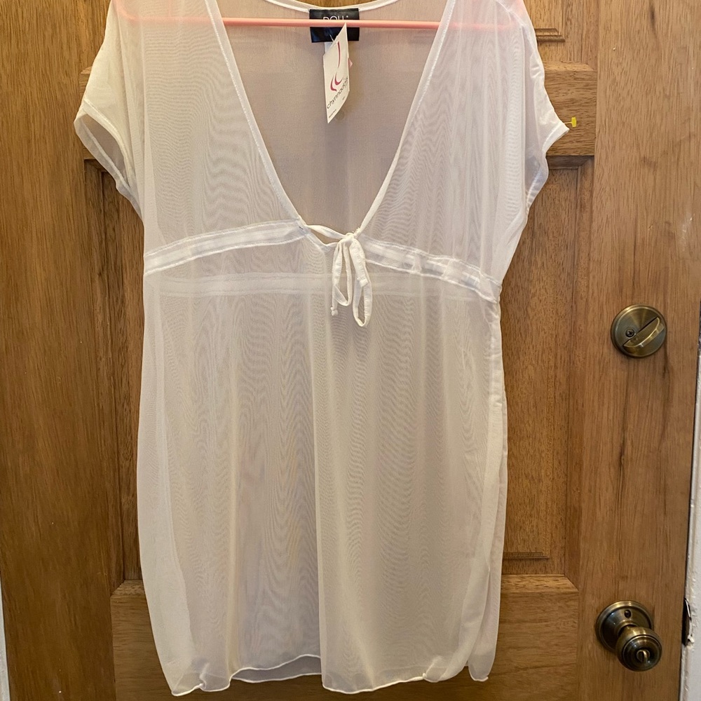 Chynnadolls mesh white baby doll swim cover up